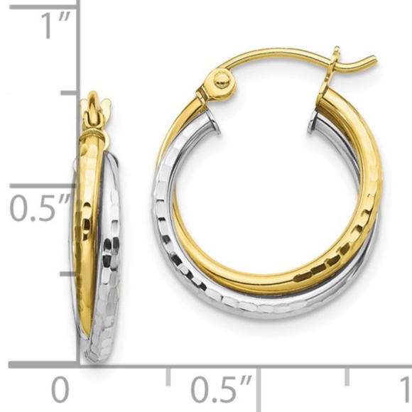 10K Two-tone Textured Twist Hoop Earrings 10TC366